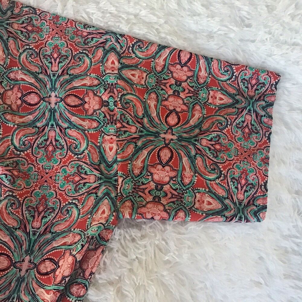 Ruby Rd. Kimono Cover Up Robe Size XL Red Floral Fringe - Picture 6 of 7